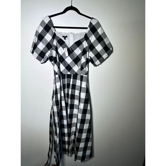 NWT Talbots Women's Black White Zinnia Gingham Fit & Flare Poplin Dress Size 10 - Picture 4 of 9